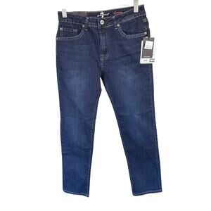 7 For All Mankind Girls Jeans Straight Leg Dark Wash Stretch Size 12 Slimmy NWT